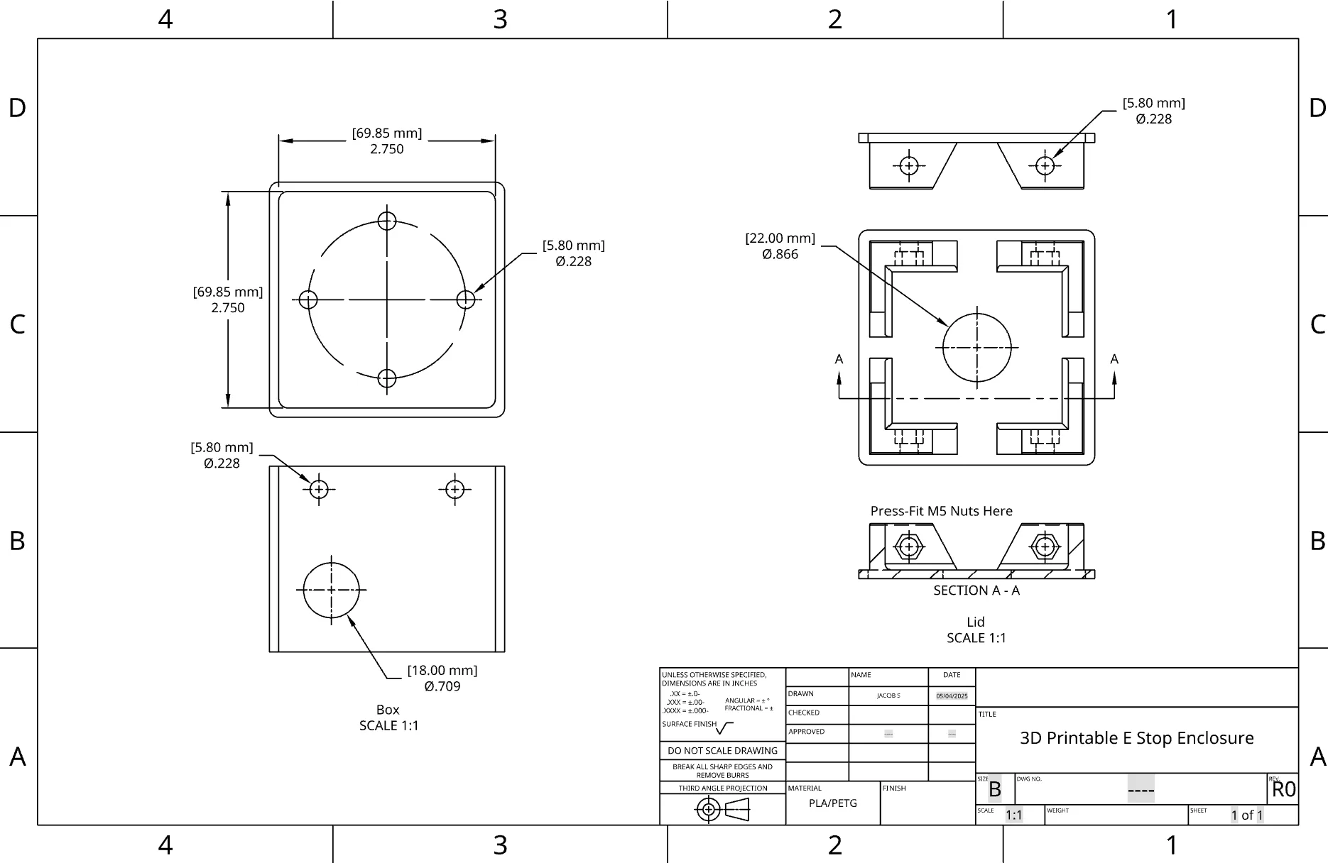 mechanical drawing of button design